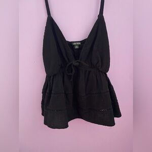 Black Tank Top V Neck With Cute Bow